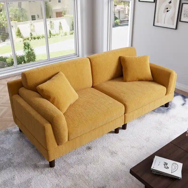 Canapé 2 places en velours côtelé de 90,2 cm de large.