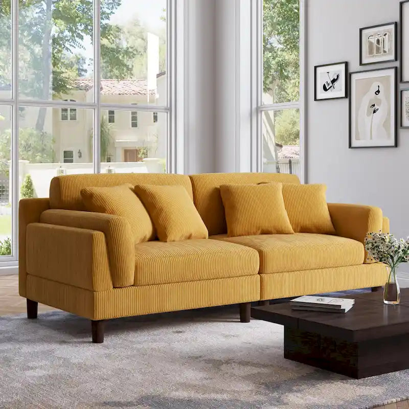 Canapé 2 places en velours côtelé de 90,2 cm de large.