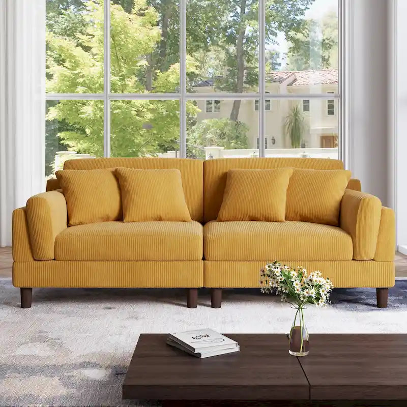 Canapé 2 places en velours côtelé de 90,2 cm de large.