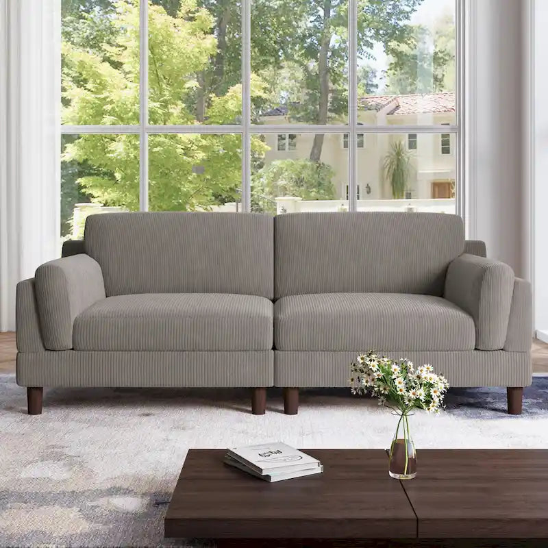 Canapé 2 places en velours côtelé de 90,2 cm de large.