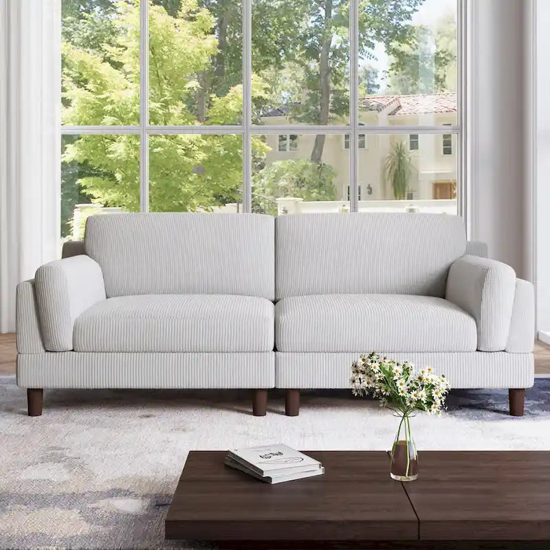 Canapé 2 places en velours côtelé de 90,2 cm de large.