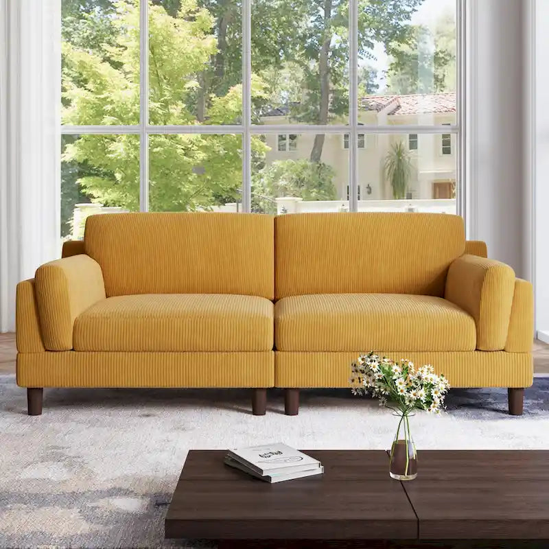 Canapé 2 places en velours côtelé de 90,2 cm de large.