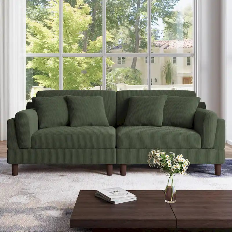 Canapé 2 places en velours côtelé de 90,2 cm de large.