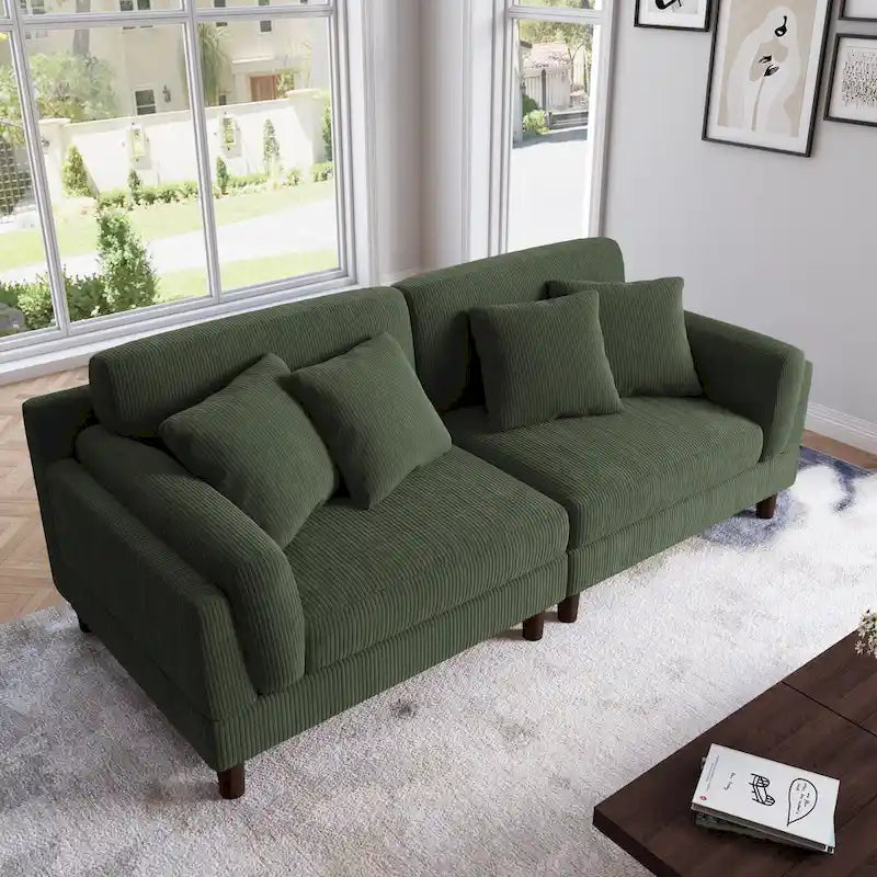 Canapé 2 places en velours côtelé de 90,2 cm de large.