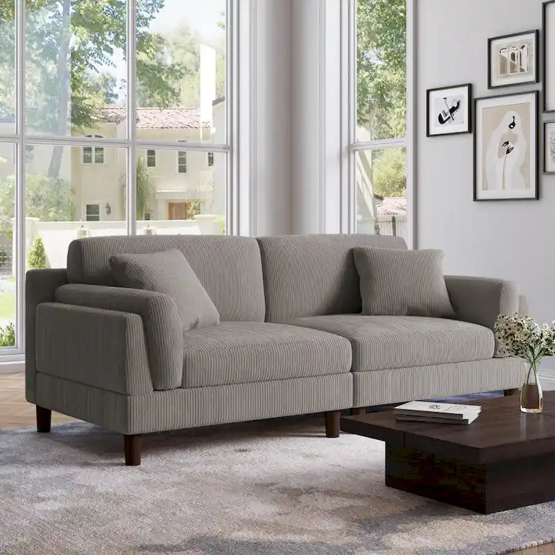 Canapé 2 places en velours côtelé de 90,2 cm de large.