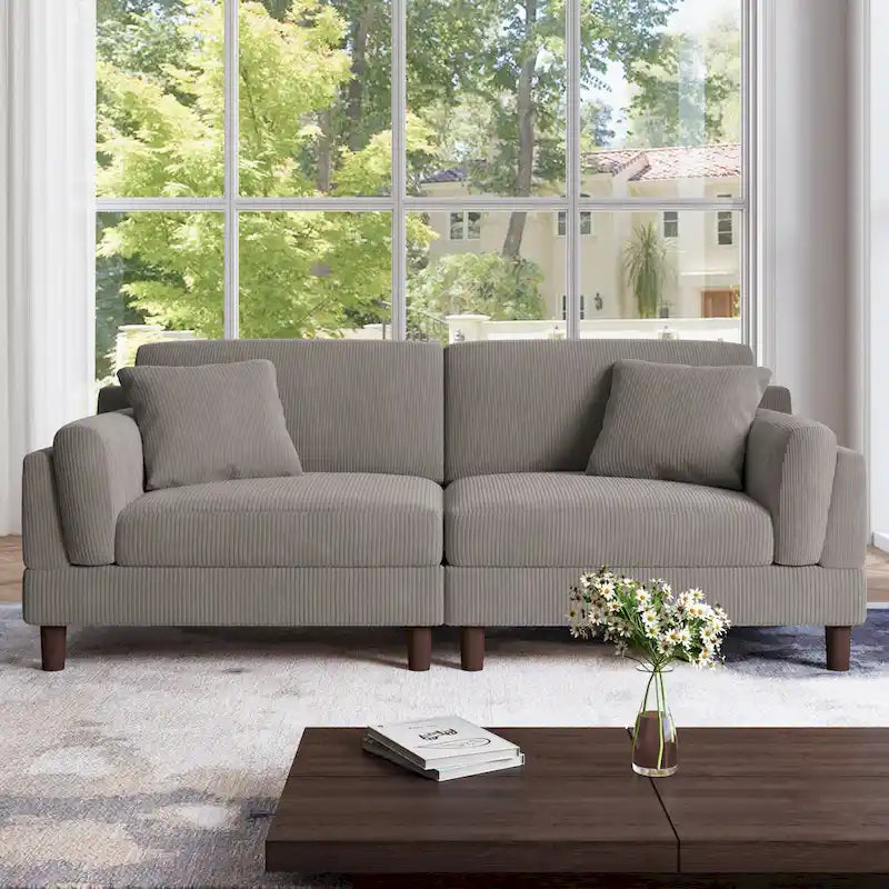 Canapé 2 places en velours côtelé de 90,2 cm de large.