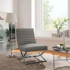 Fauteuil rétro Art Leon en cuir sans accoudoirs