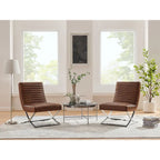 Fauteuil rétro Art Leon en cuir sans accoudoirs