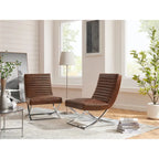 Fauteuil rétro Art Leon en cuir sans accoudoirs