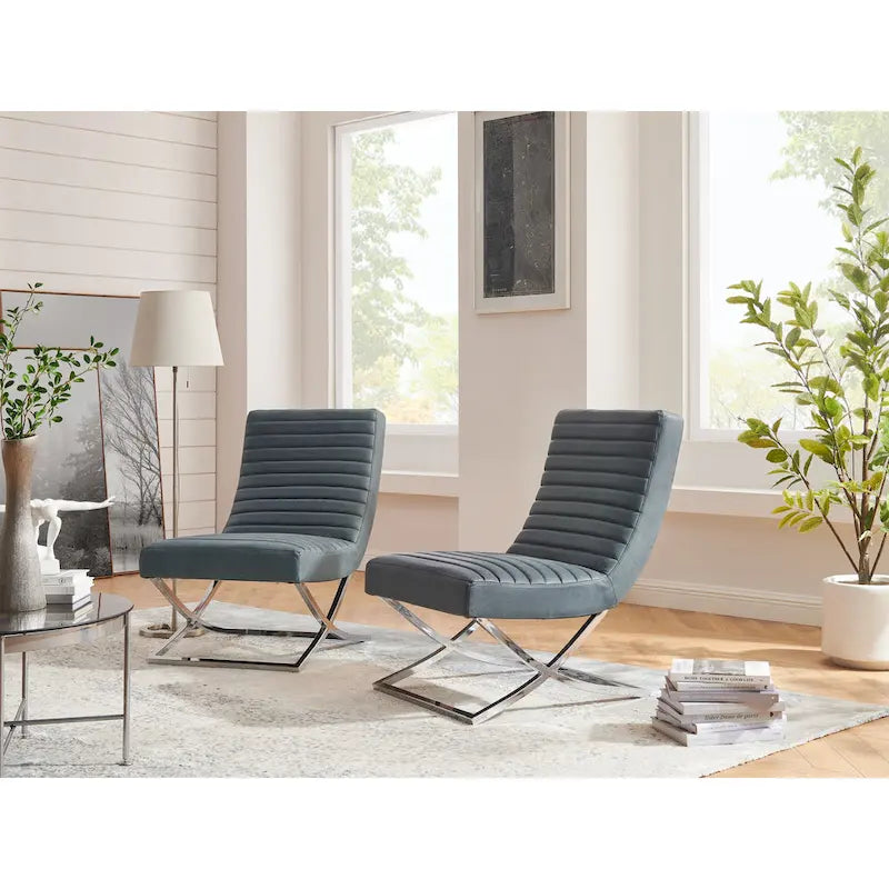 Fauteuil rétro Art Leon en cuir sans accoudoirs