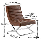 Fauteuil rétro Art Leon en cuir sans accoudoirs