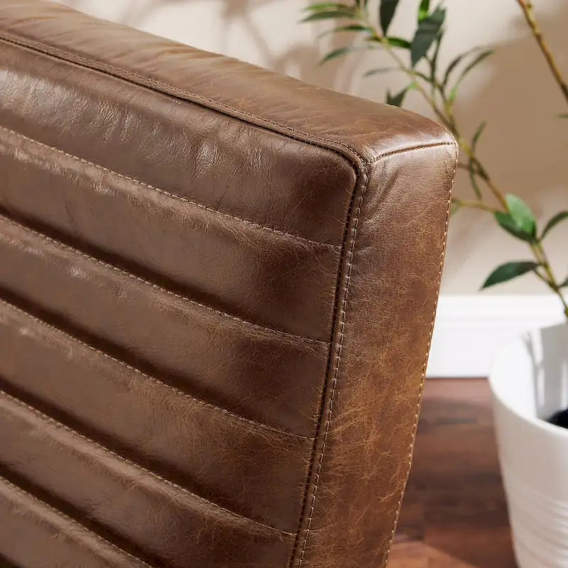 Fauteuil rétro Art Leon en cuir sans accoudoirs