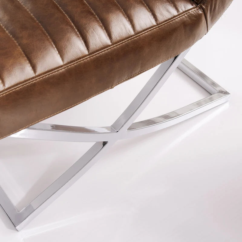 Fauteuil rétro Art Leon en cuir sans accoudoirs