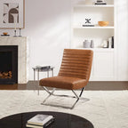 Fauteuil rétro Art Leon en cuir sans accoudoirs