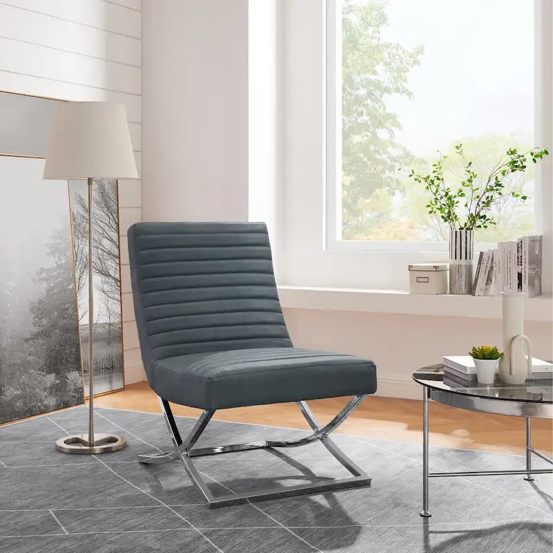 Fauteuil rétro Art Leon en cuir sans accoudoirs