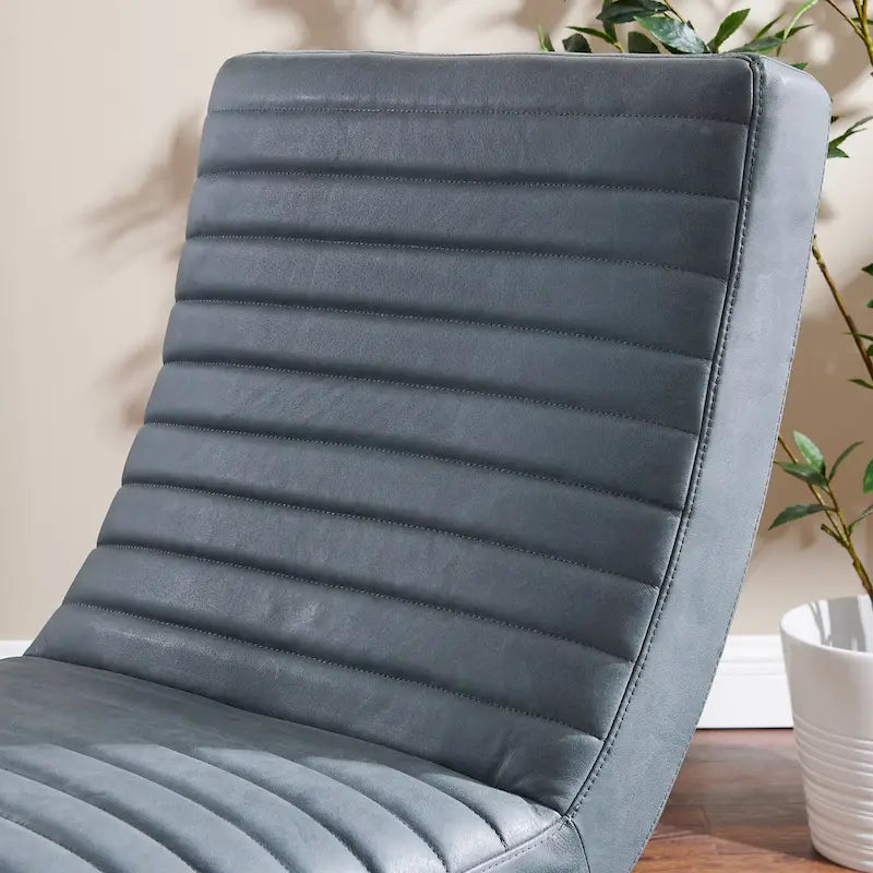 Fauteuil rétro Art Leon en cuir sans accoudoirs