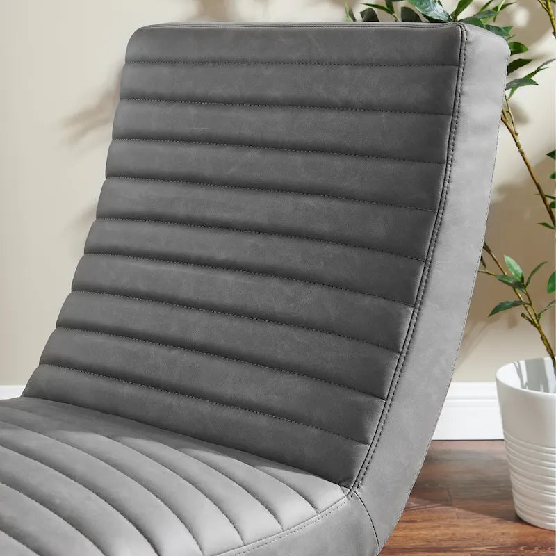 Fauteuil rétro Art Leon en cuir sans accoudoirs