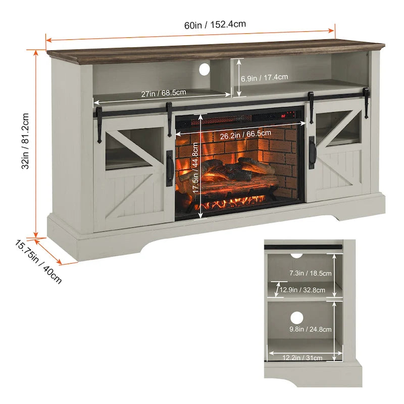 Foyer électrique de 60 pouces avec capteur de porte