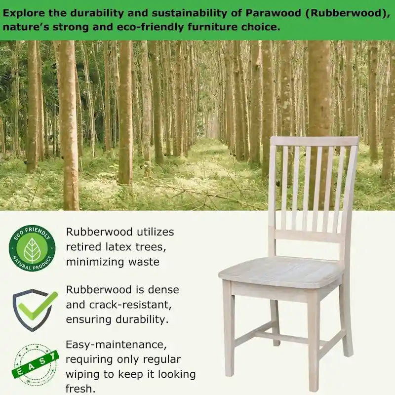 Chaises de salle à manger Mission en bois massif, lot de 2