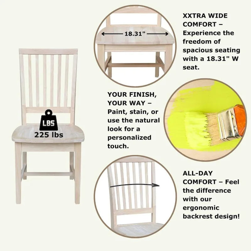 Chaises de salle à manger Mission en bois massif, lot de 2