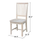 Chaises de salle à manger Mission en bois massif, lot de 2