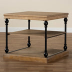 Table d'appoint Sebastian à 3 niveaux, style industriel traditionnel, en bois et métal noir