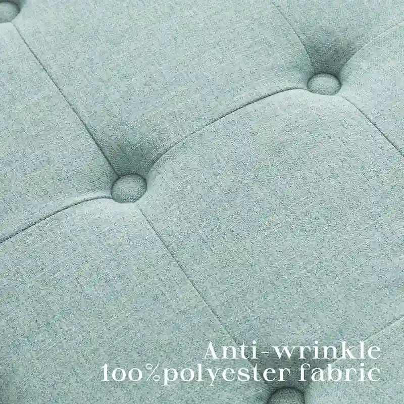 Banc d'entrée en tissu beige/gris avec rangement rembourré et pieds en forme de X, 91 cm (36 pouces).