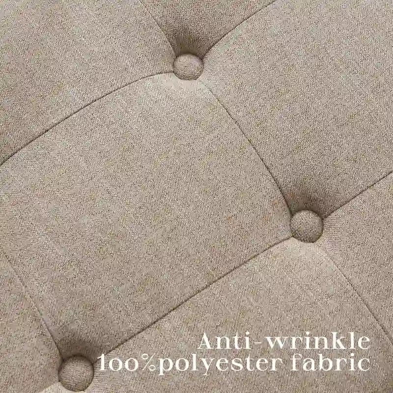 Banc d'entrée en tissu beige/gris avec rangement rembourré et pieds en forme de X, 91 cm (36 pouces).