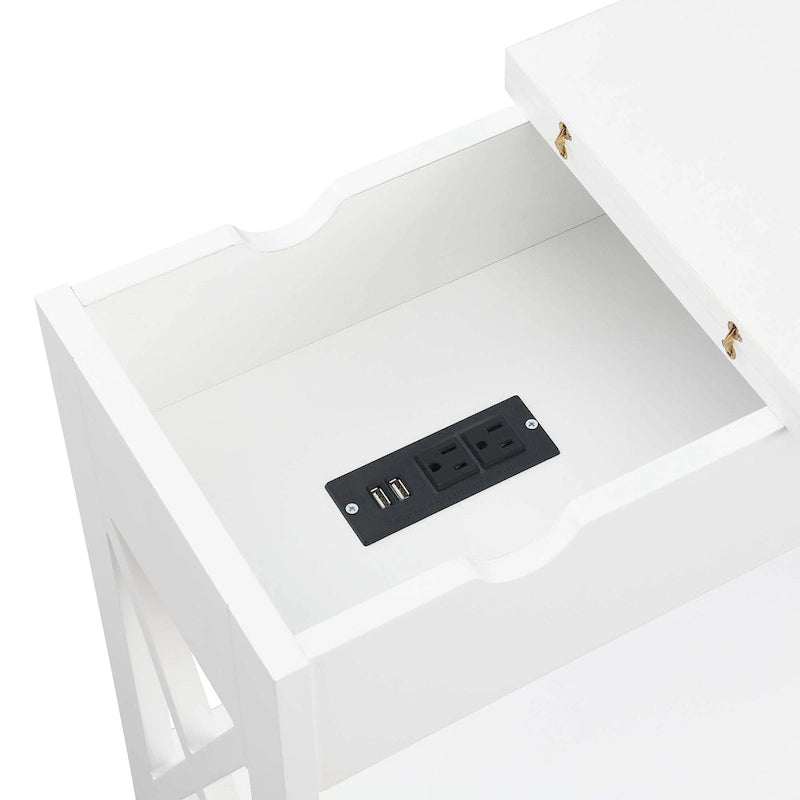 Table d'appoint Oxford à plateau rabattable avec station de recharge et étagère de Convenience Concepts