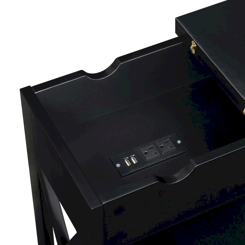 Table d'appoint Oxford à plateau rabattable avec station de recharge et étagère de Convenience Concepts