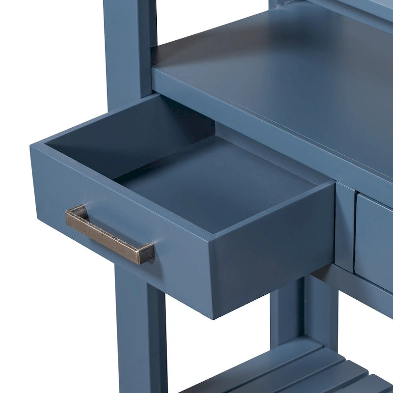 Console moderne pour salon avec 4 tiroirs et 2 étagères