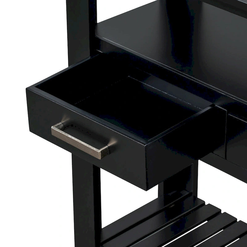 Console moderne pour salon avec 4 tiroirs et 2 étagères