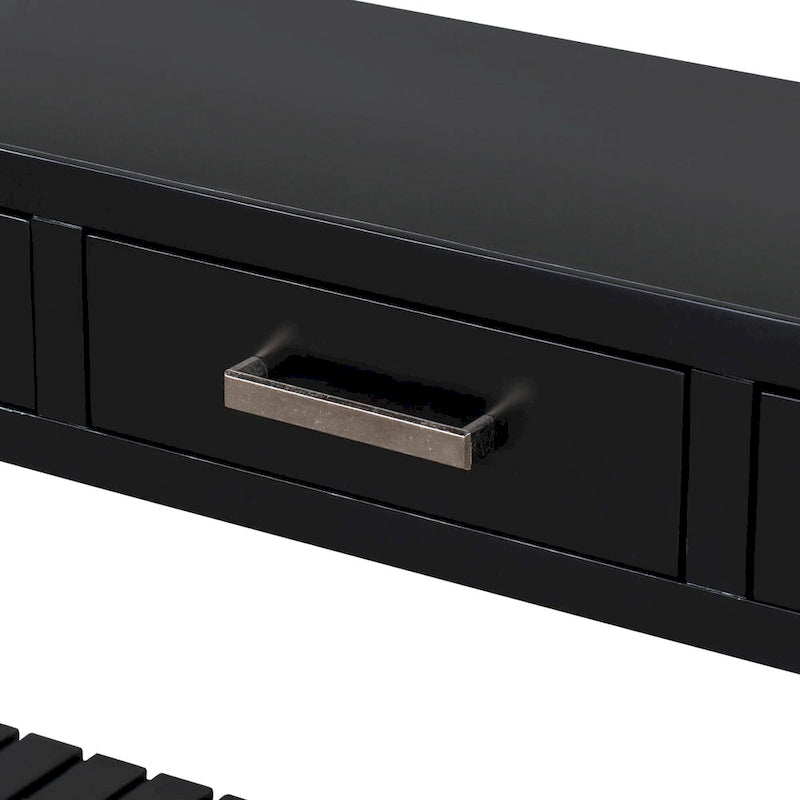 Console moderne pour salon avec 4 tiroirs et 2 étagères