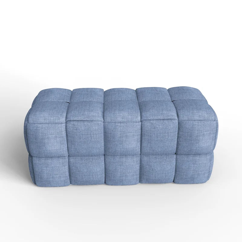 Banc de confort Luxerna 36 pouces en lin naturel rembourré à tissage carré