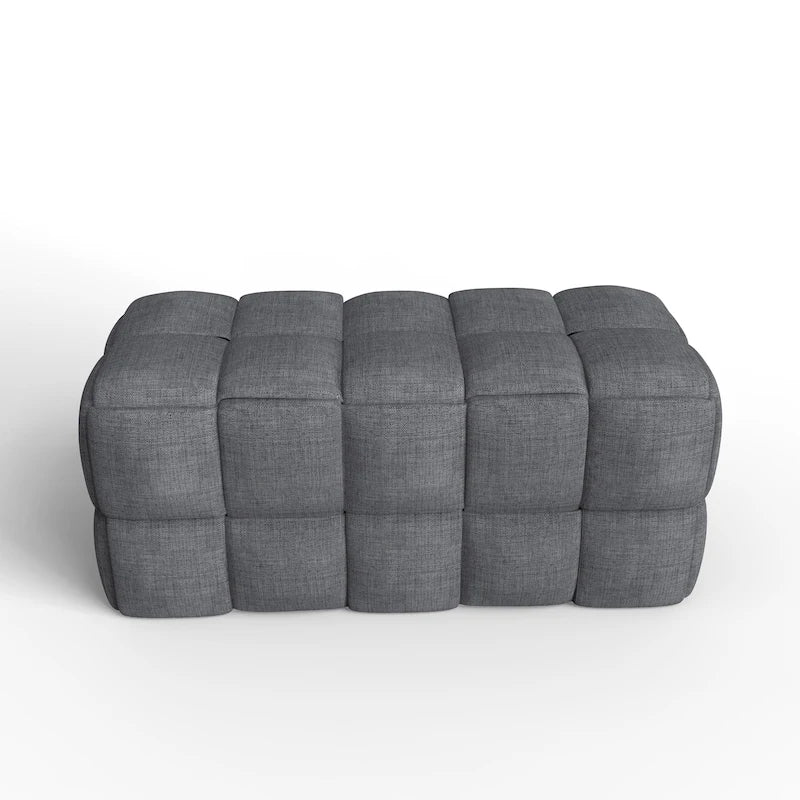 Banc de confort Luxerna 36 pouces en lin naturel rembourré à tissage carré