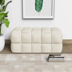 Banc de confort Luxerna 36 pouces en lin naturel rembourré à tissage carré