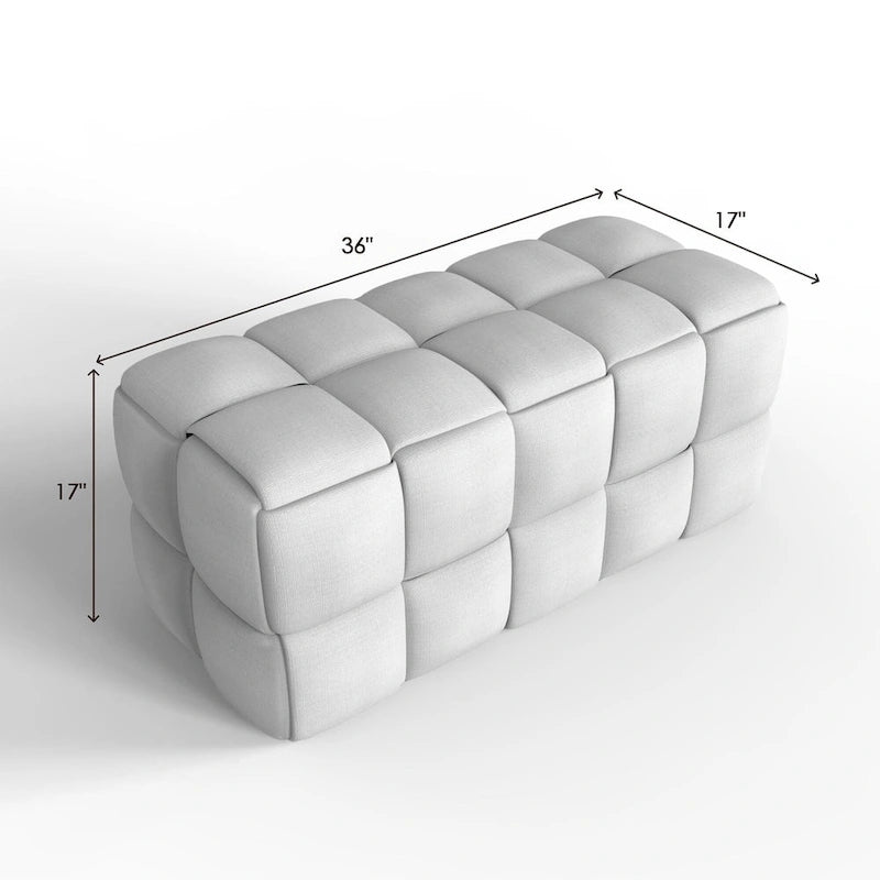 Banc de confort Luxerna 36 pouces en lin naturel rembourré à tissage carré