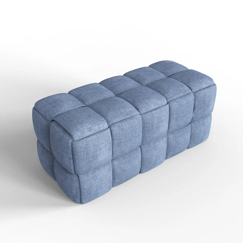 Banc de confort Luxerna 36 pouces en lin naturel rembourré à tissage carré