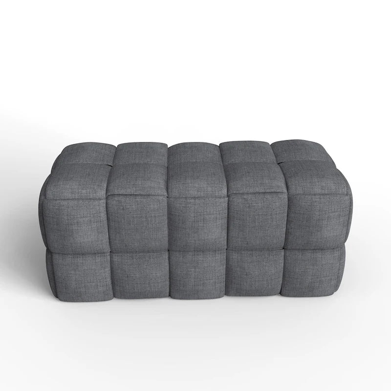 Banc de confort Luxerna 36 pouces en lin naturel rembourré à tissage carré