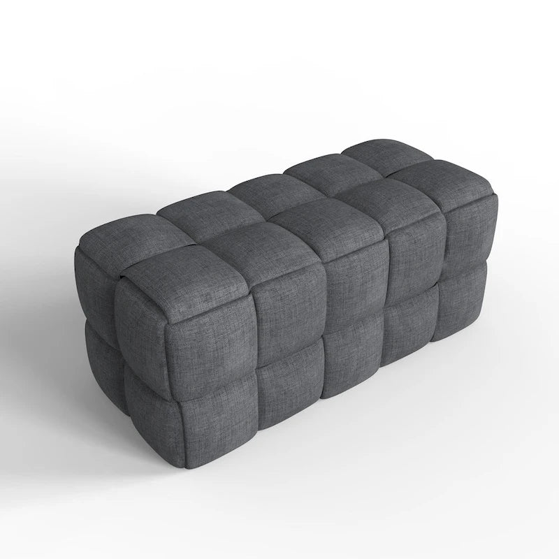 Banc de confort Luxerna 36 pouces en lin naturel rembourré à tissage carré