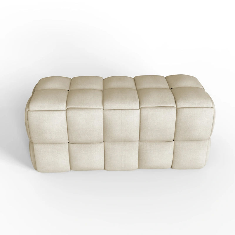 Banc de confort Luxerna 36 pouces en lin naturel rembourré à tissage carré