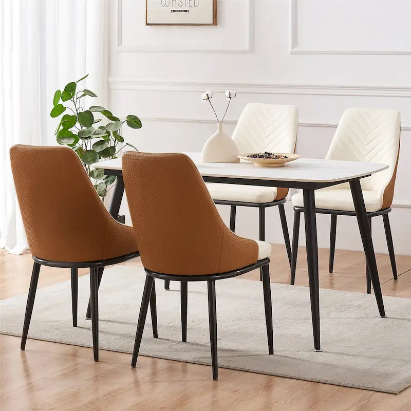 Chaises de salle à manger rembourrées en similicuir, lot de 4 - 46 cm (L) x 54 cm (l) x 93 cm (H)