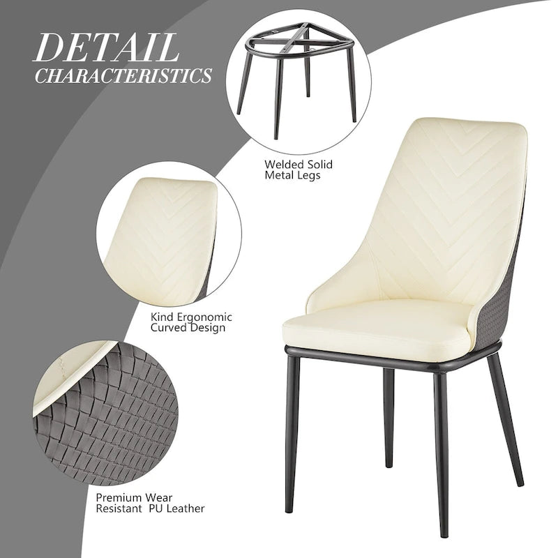 Chaises de salle à manger rembourrées en similicuir, lot de 4 - 46 cm (L) x 54 cm (l) x 93 cm (H)