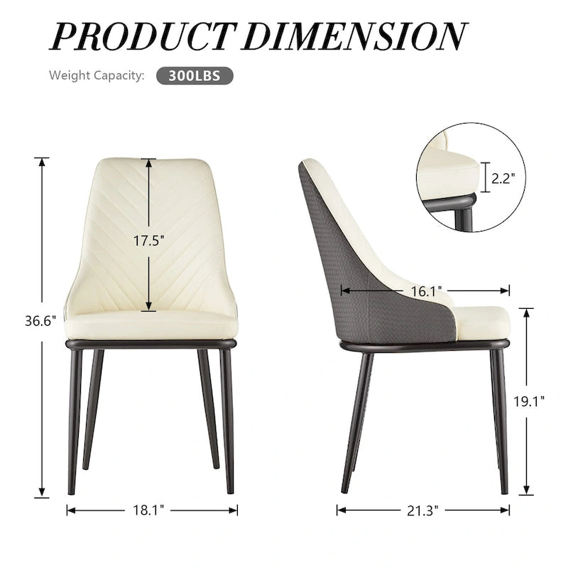 Chaises de salle à manger rembourrées en similicuir, lot de 4 - 46 cm (L) x 54 cm (l) x 93 cm (H)