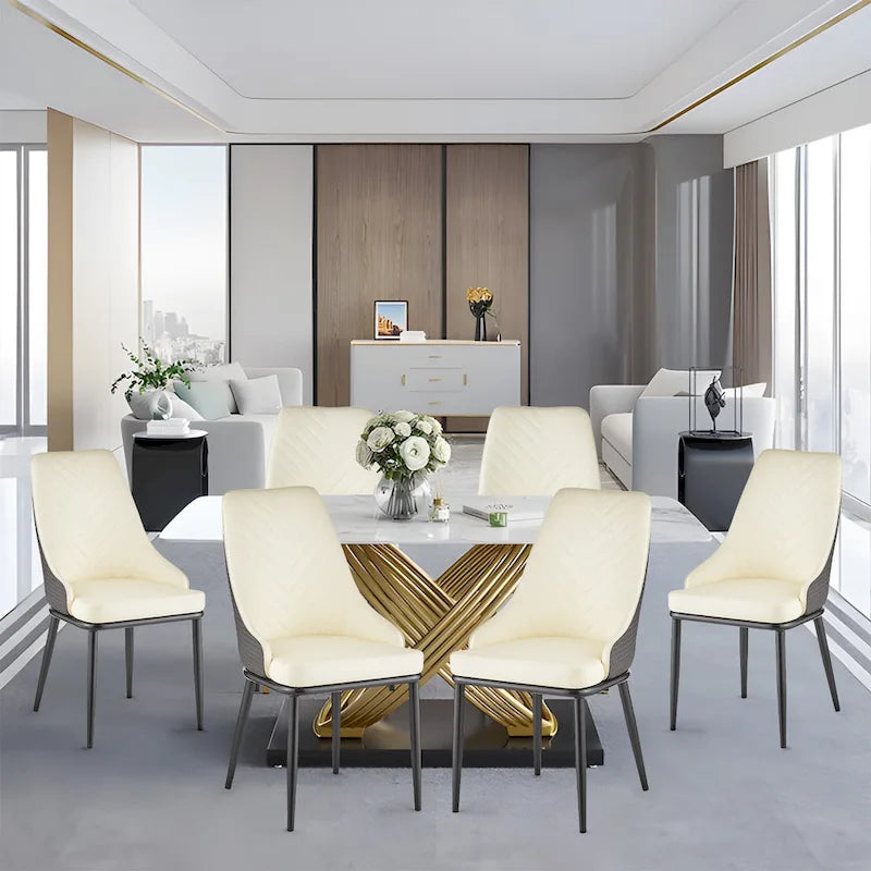 Chaises de salle à manger rembourrées en similicuir, lot de 4 - 46 cm (L) x 54 cm (l) x 93 cm (H)