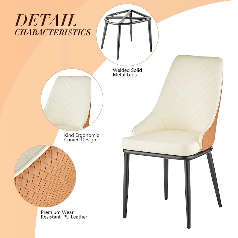 Chaises de salle à manger rembourrées en similicuir, lot de 4 - 46 cm (L) x 54 cm (l) x 93 cm (H)