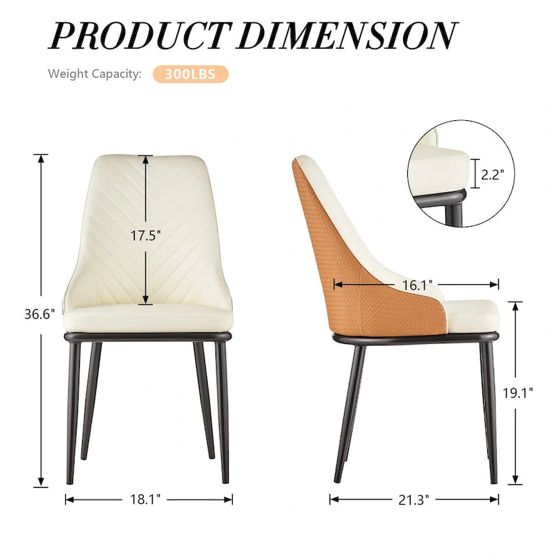 Chaises de salle à manger rembourrées en similicuir, lot de 4 - 46 cm (L) x 54 cm (l) x 93 cm (H)