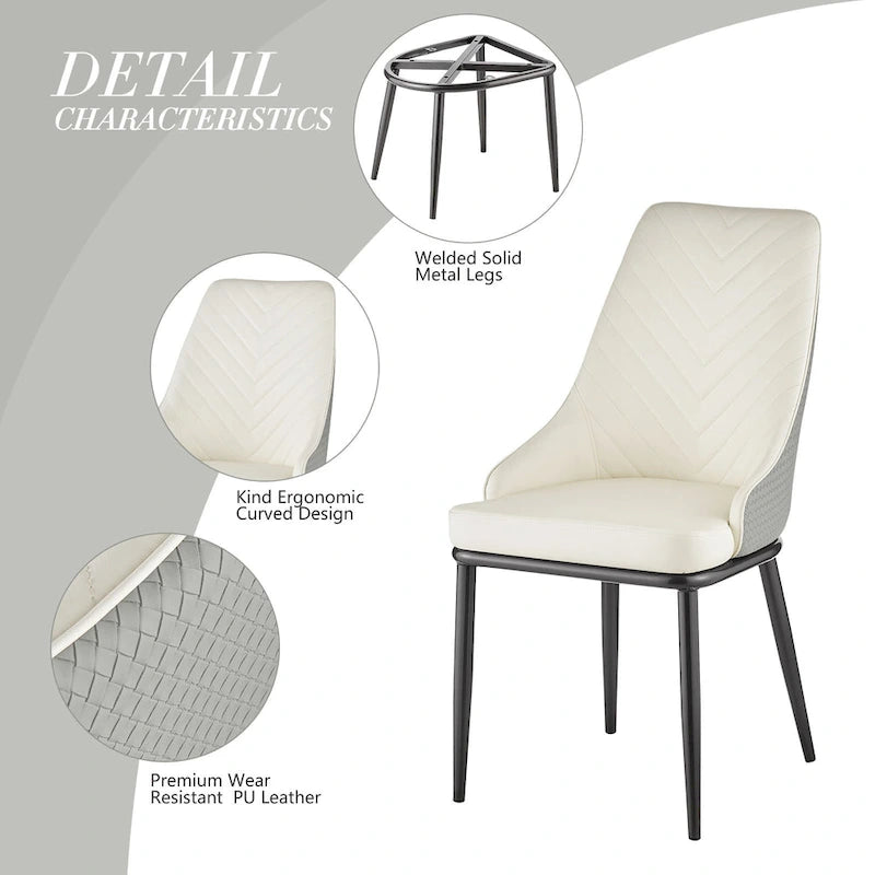 Chaises de salle à manger rembourrées en similicuir, lot de 4 - 46 cm (L) x 54 cm (l) x 93 cm (H)