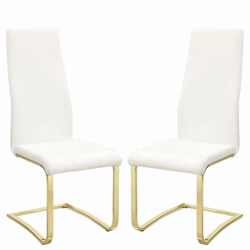 Ensemble de salle à manger moderne 5 pièces avec plateau en verre et piètement en métal doré