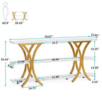 Console étroite de 70,8 pouces avec 3 étagères à niveaux